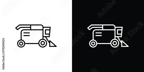 Combine harvester icons. Editable Stroke. logotype design concept