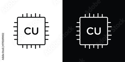 Computer microprocessor icons. Editable Stroke. logotype design concept