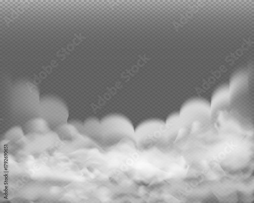 Realistic vector fog or smoke isolated on transparent background