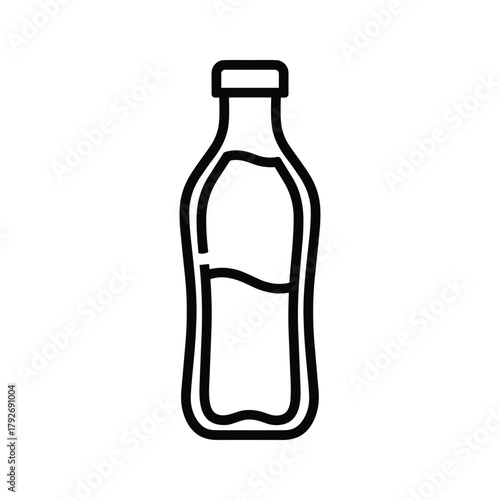 Line art of a glass bottle with a cap