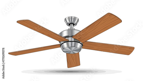 Ceiling fan with wooden blades