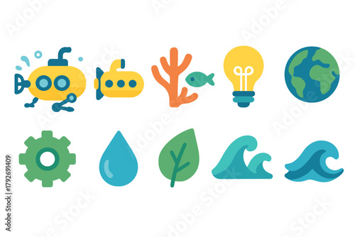 Environment, ecology flat icon set. Nature, sustainability icons flat collection