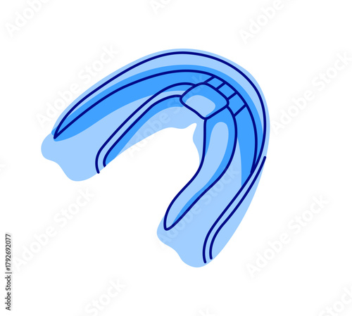 Dental mouthguard, teeth guard, orthodontic retainer. Hand-drawn vector isolated illustration.