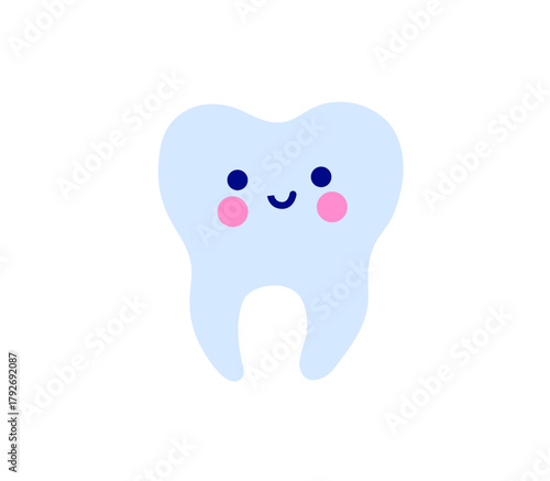 Tooth characters. Kids dental care concept. Pediatric dentistry. Cute kawaii cartoon style. Vector isolated illustration.