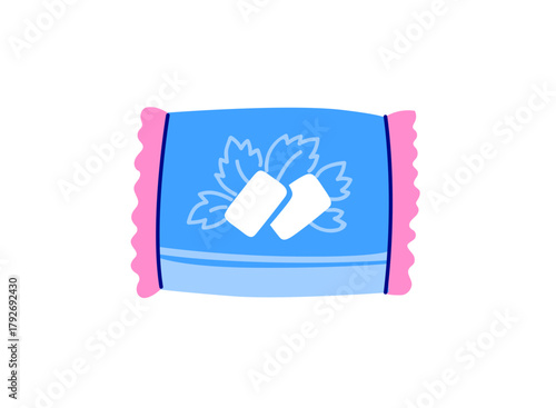 Chewing bubble gum pack. Hand drawn vector isolated illustration.