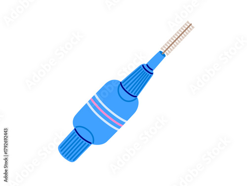 Proxy brush. Interproximal brush. Interdental pick. Oral care and dental hygiene tool. Hand drawn vector illustration.
