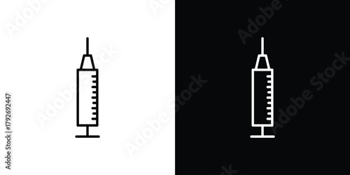 Dental needle icons. Editable Stroke. logotype design concept