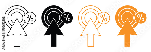 Click Through Rate Design  Flat Icons Representing Online Analytics and Marketing Metrics