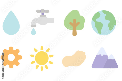 Eco-friendly environment flat icon set. Nature, sustainability, green icons collection.