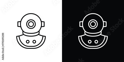 Diving helmet icons. Editable Stroke. logotype design concept