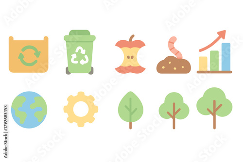 Recycling, environment icon set. Waste management and sustainability icons flat style