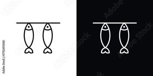 Dried fish icons. Editable Stroke. logotype design concept