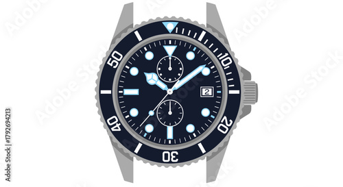 Elegant Chronograph Watch with Stainless Steel Bezel.