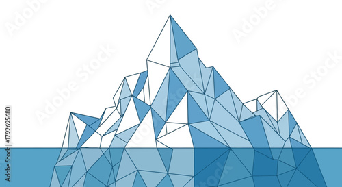 Geometric iceberg illustration with polygonal design.