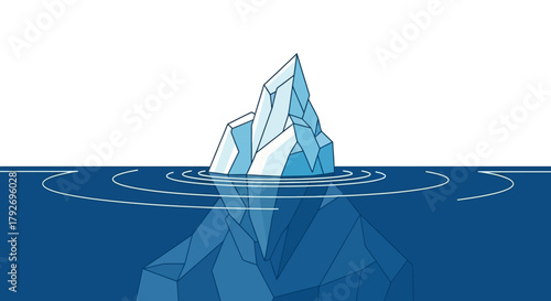 Iceberg floating in the deep blue sea.