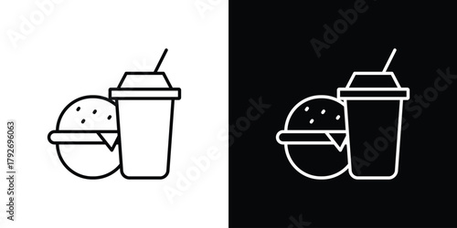 Fastfood icons. Editable Stroke. logotype design concept