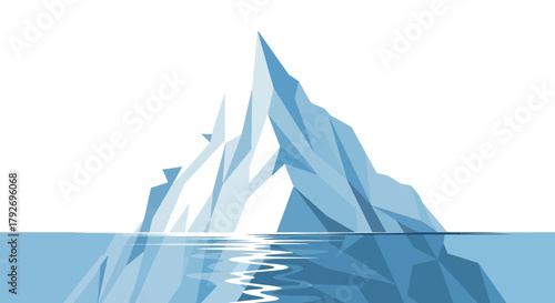 Iceberg floating in the ocean illustration.
