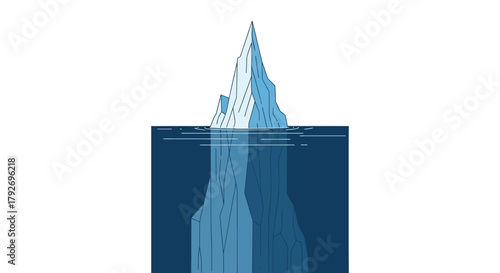 Iceberg illustration showing hidden underwater mass.