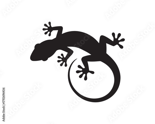 Lizard silhouette illustration, Reptile animal icon, Gecko shape graphic vector.