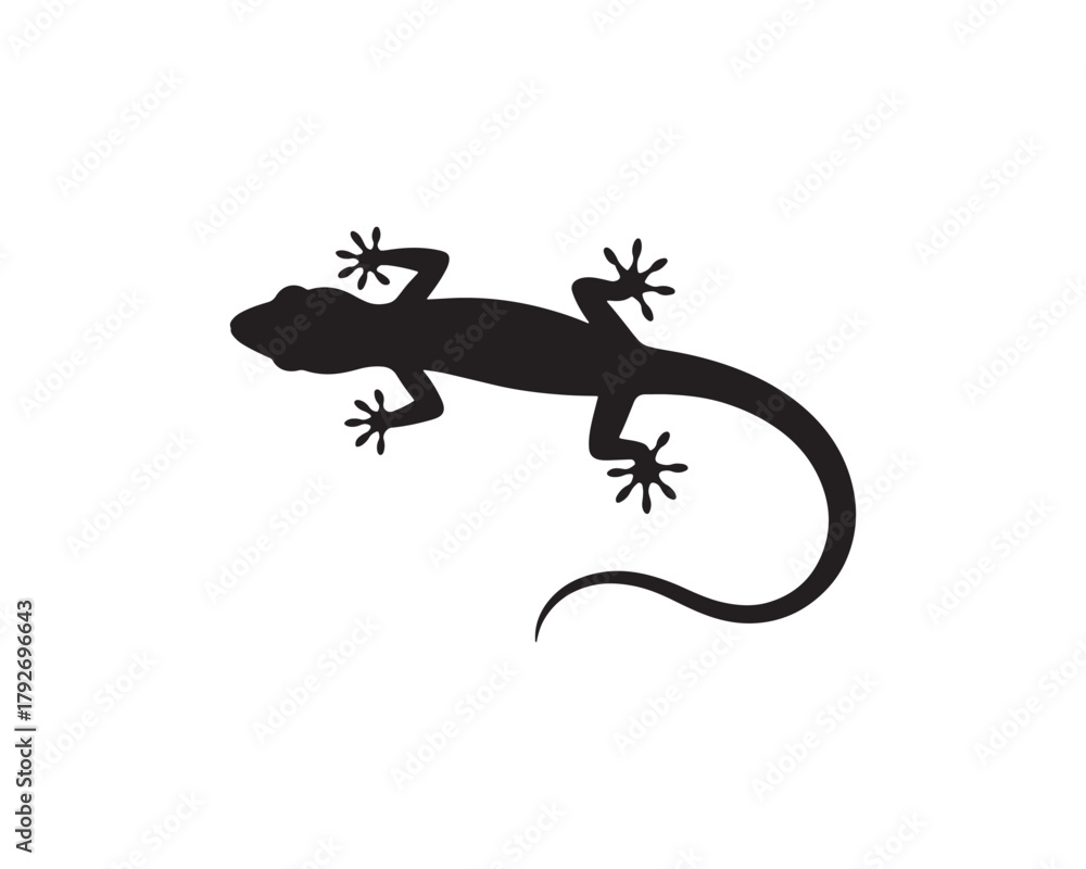 Naklejka premium Lizard silhouette illustration, Reptile animal icon, Gecko shape graphic vector.