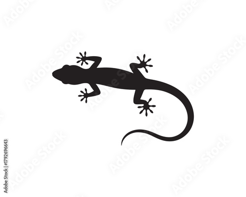 Lizard silhouette illustration, Reptile animal icon, Gecko shape graphic vector.