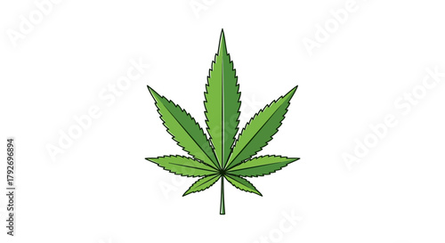 Isolated cannabis leaf illustration on white background.