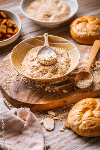 Zero waste concept - Making homemade panko and breadcrumbs from leftover bread and buns
