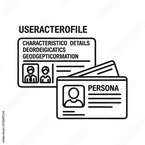 User profile card and persona card with user icons and text fields