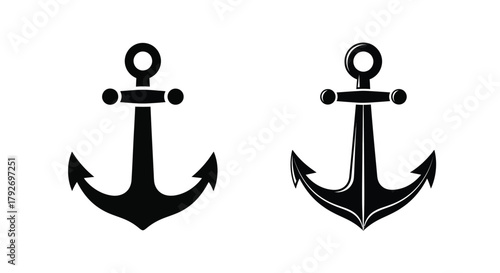 Two black anchor silhouettes displayed on a plain white background