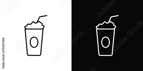 Frappuccino icons. Editable Stroke. logotype design concept