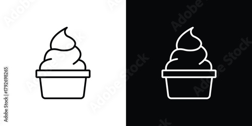 Frozen yogurt icons. Editable Stroke. logotype design concept