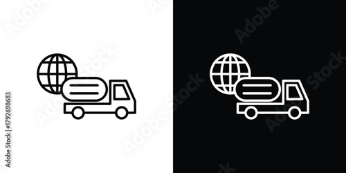 Global Logistic icons. Editable Stroke. logotype design concept