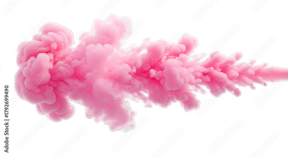 Fototapeta premium Pink ink cloud dissolving in black water