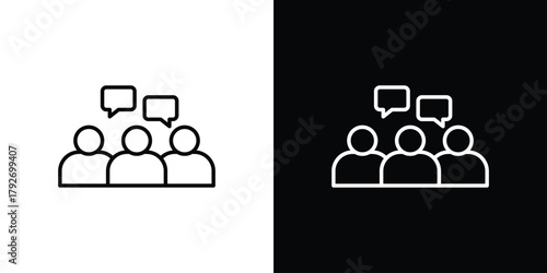 Group discussion icons. Editable Stroke. logotype design concept