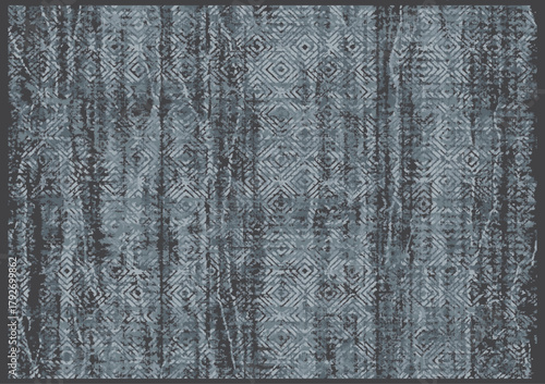 Geometric, artistic, architectural, patterned, herringbone, irregular, woven textured square rug for hotel and apartment floors.