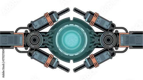 Cybernetic device with circuit lines and mechanical arms for future applications