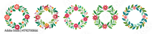 Soft pink floral wreaths with greenery delicate blooms botanical design