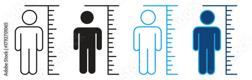 Body Height Measurement Icon set. Measurement height human tall icon isolated vector illustration on white background. vector illustration.