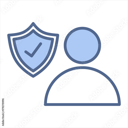 User Protection Blue Icon Vector Illustration