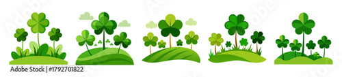 Green irish clover field artwork spring nature scene