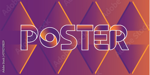 Abstract Poster Typography Design with Geometric Pattern and Vibrant Orange and Purple Gradient