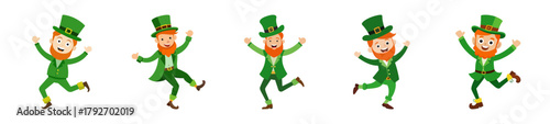Joyful leprechaun dancing in a lively pose collection