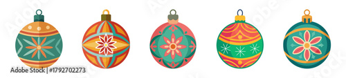Colorful festive christmas baubles ornaments decoration collection