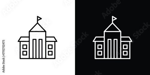 Institution icons. Editable Stroke. logotype design concept