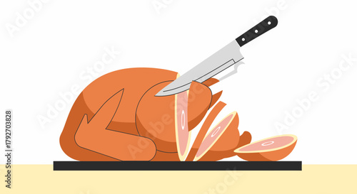Carved Thanksgiving Turkey Illustration For Festive Celebration