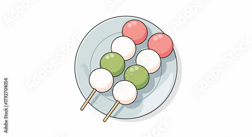 Delicious Hanami Dango In A Plate Traditional Japanese Dessert