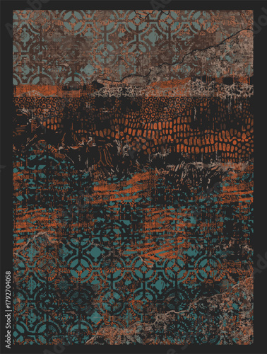 hand drawn abstract botanical floral brush strokes seamless pattern design for fashion textiles pattern masculine layered geo floral watercolor textured with animal skin textures mixed patterns digita