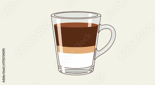 Delicious Layered Coffee Drink In A Glass Mug Graphic