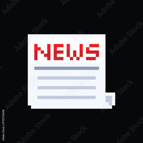 pixel news 8 bit newspaper  art vector icon  logo for game