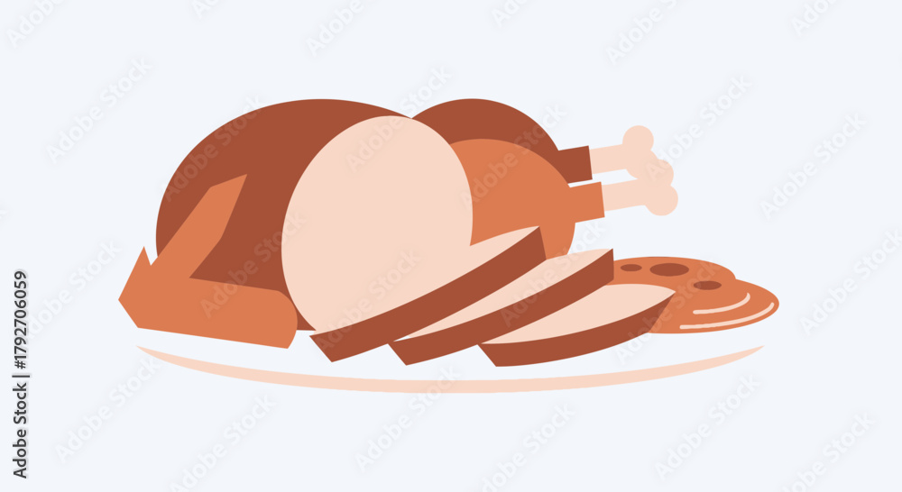 Fototapeta premium Stylized Roasted Turkey Dinner For Festive Celebration Design